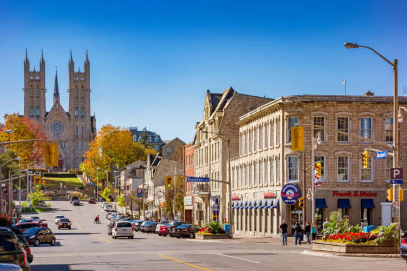 Guelph, downtown street view, autumn, HD Desktop Wallpaper