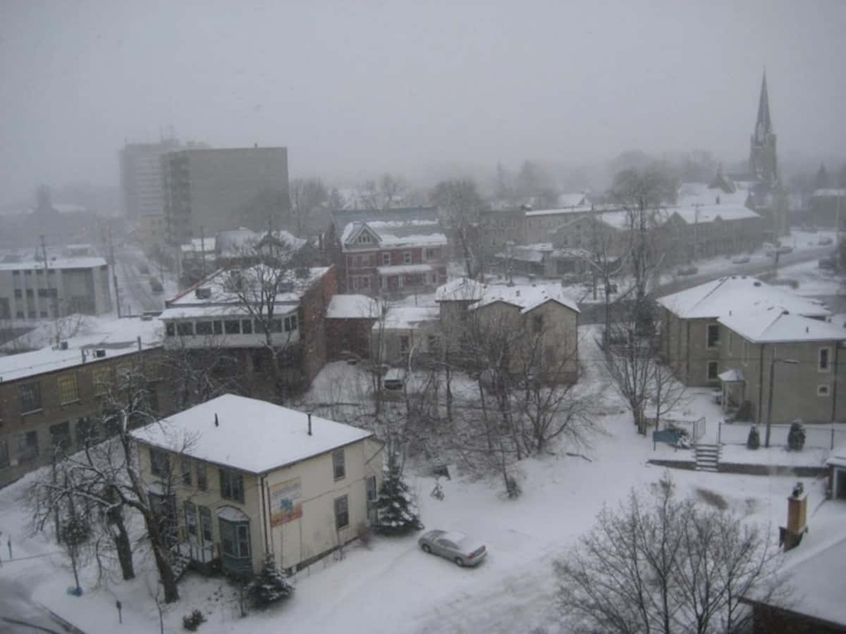 Guelph, downtown skyline, snow, SD Desktop Wallpaper