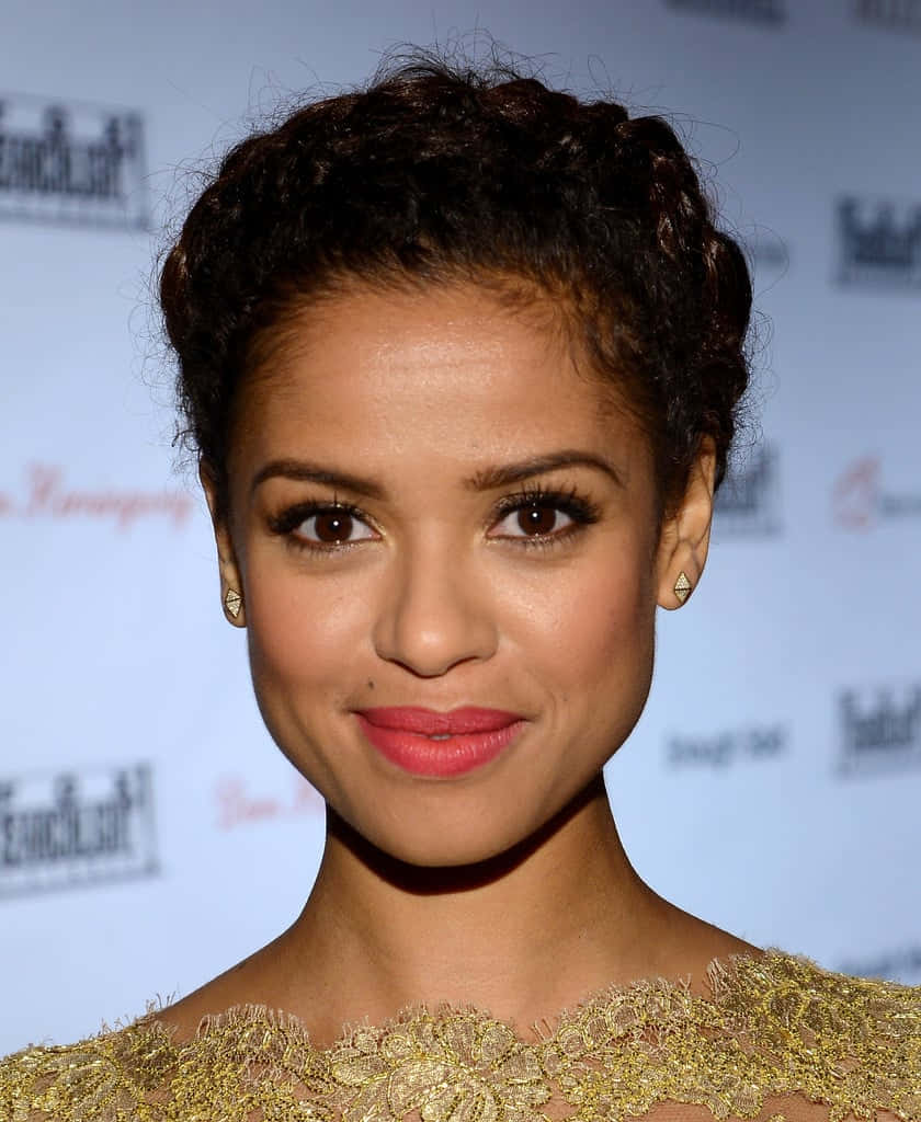 Gugu Mbatha-Raw, braided hair, gold lace attire, SD Phone Wallpaper