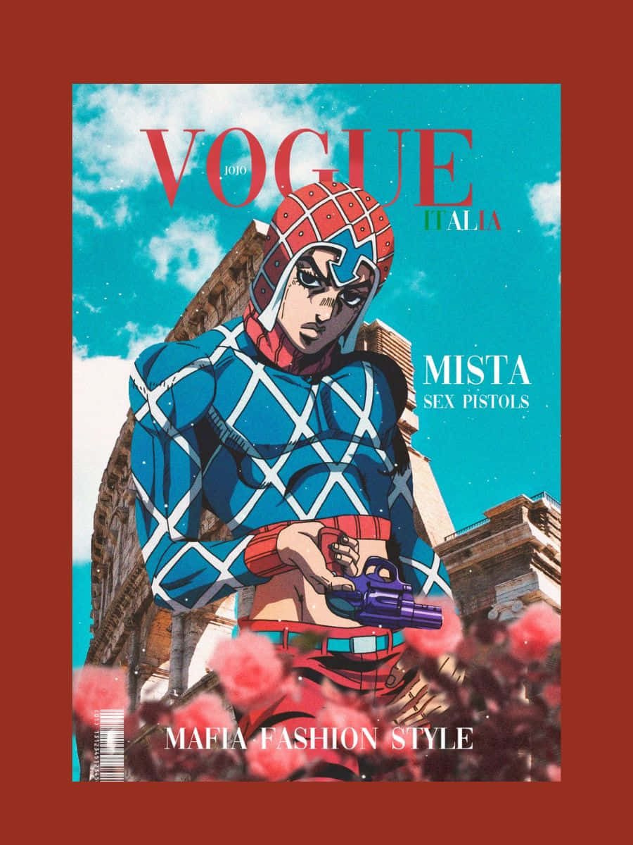 Guido Mista, blue diamond-patterned armor, purple pistol, SD Phone Wallpaper