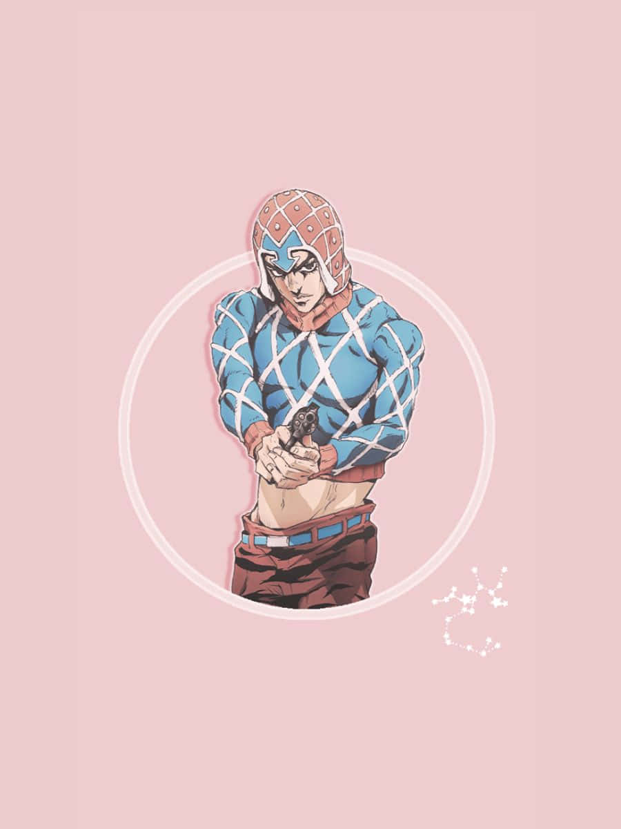 Guido Mista, blue diamond-patterned outfit, pistol, SD Phone Wallpaper