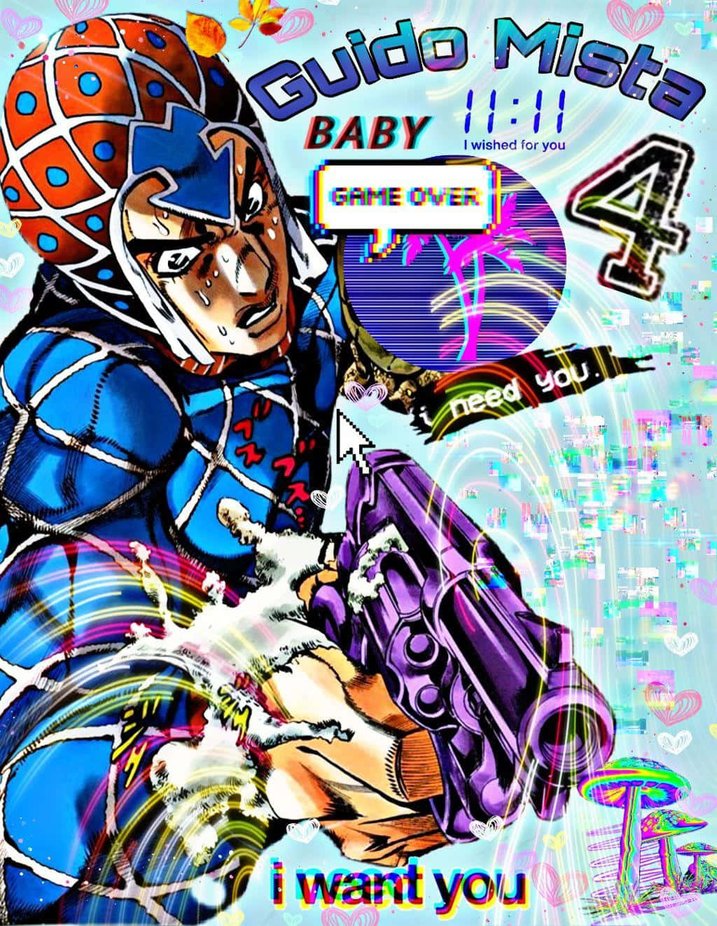 Guido Mista, blue outfit, purple gun, HD Phone Wallpaper