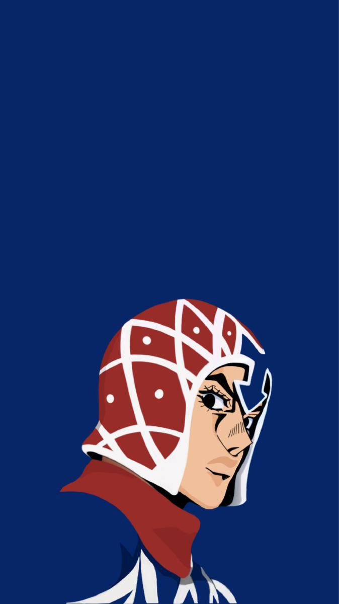 Mista, red and white patterned helmet, navy blue background, SD Phone Wallpaper
