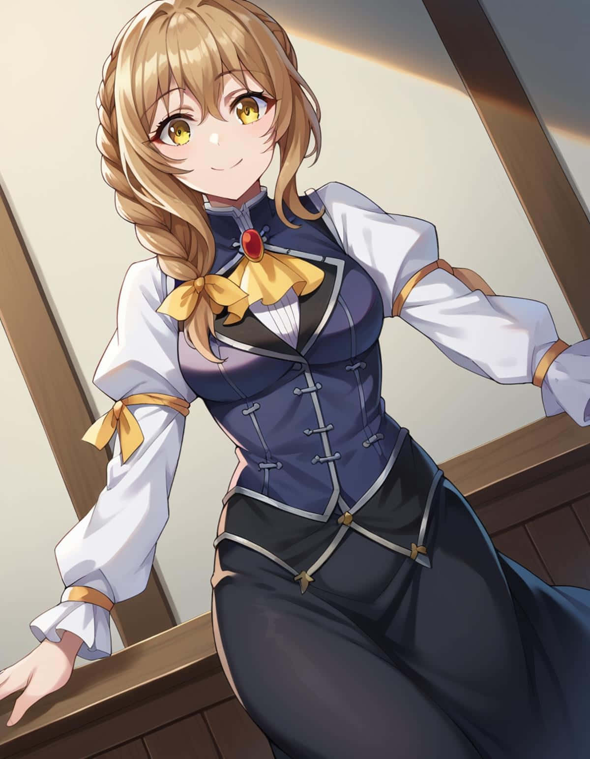 Guild Girl, golden eyes, braided blonde hair, HD Phone Wallpaper