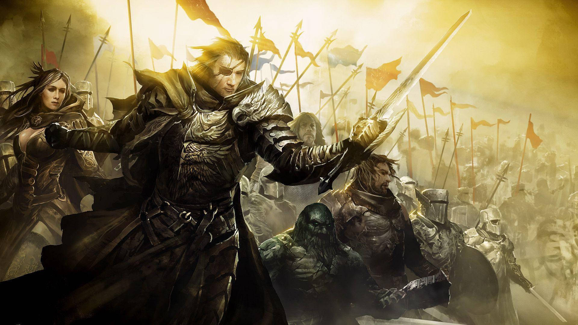 Guild Wars 2, human characters, knight, Full HD Desktop Wallpaper