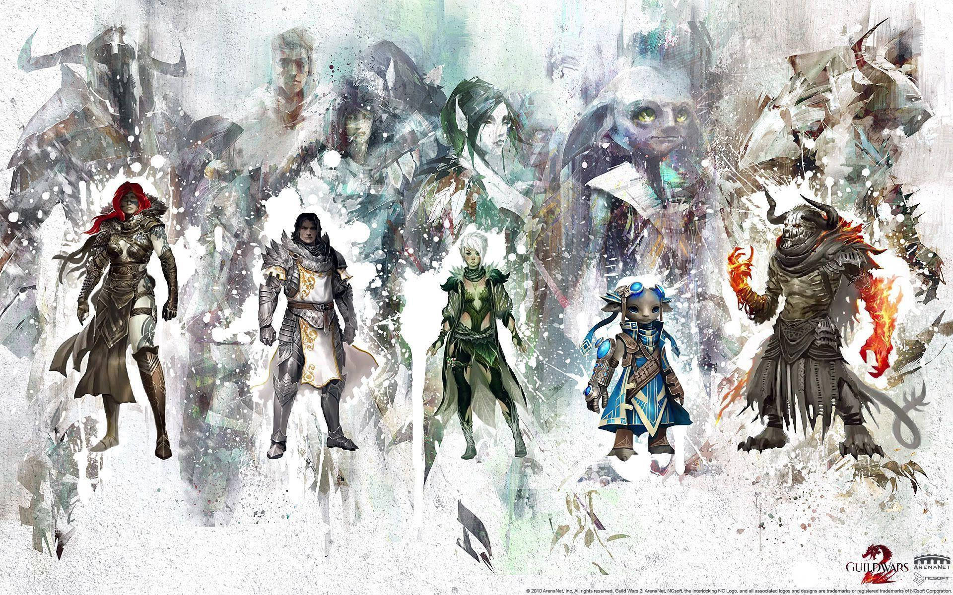 Guild Wars 2, abstract art, glowing eyes, Full HD Desktop Wallpaper