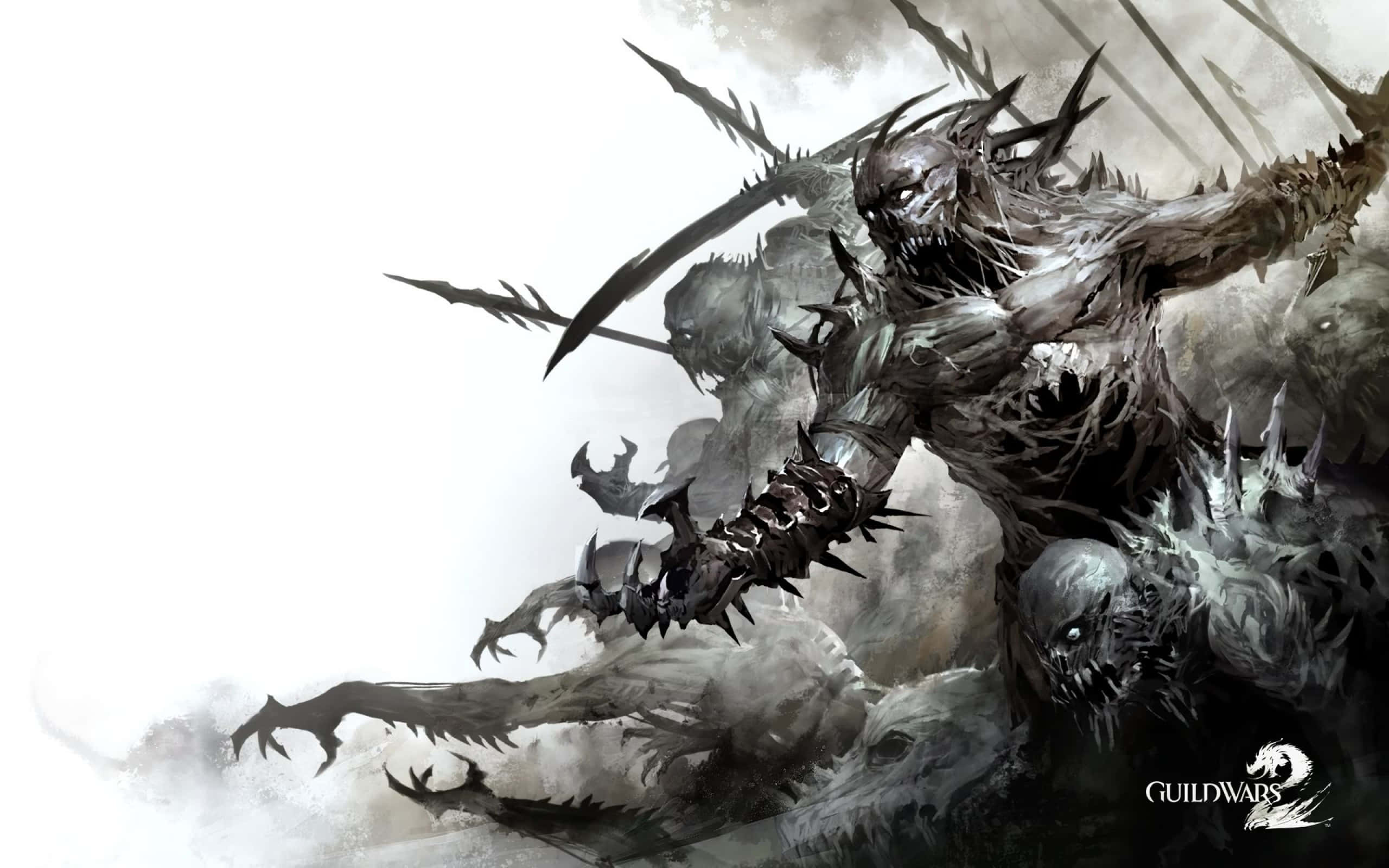 Guild Wars 2, monstrous spiky armored warrior, multiple limbs, 2K Desktop Wallpaper