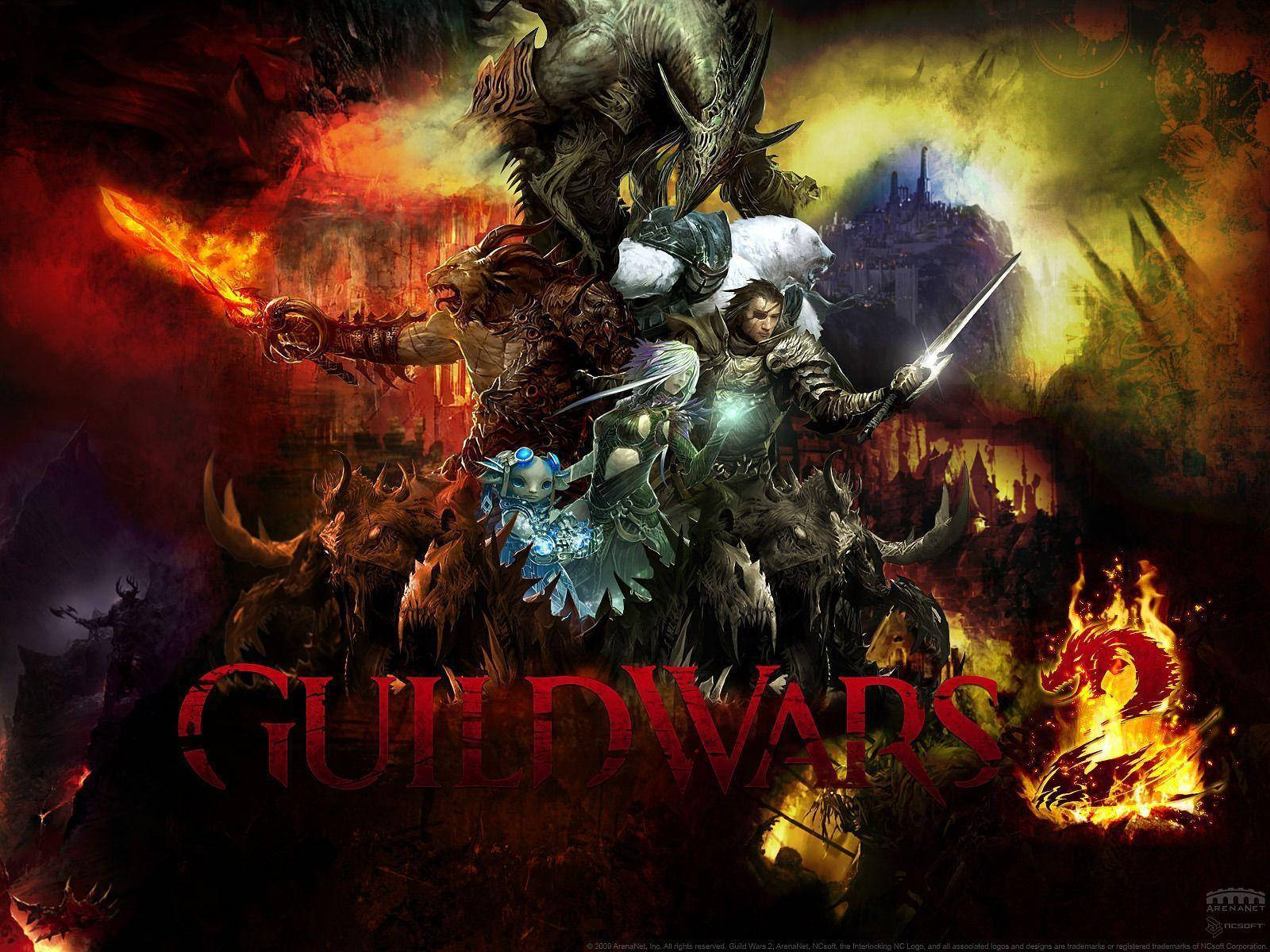 Guild Wars 2, mysterious warrior, fiery battle, HD Desktop Wallpaper