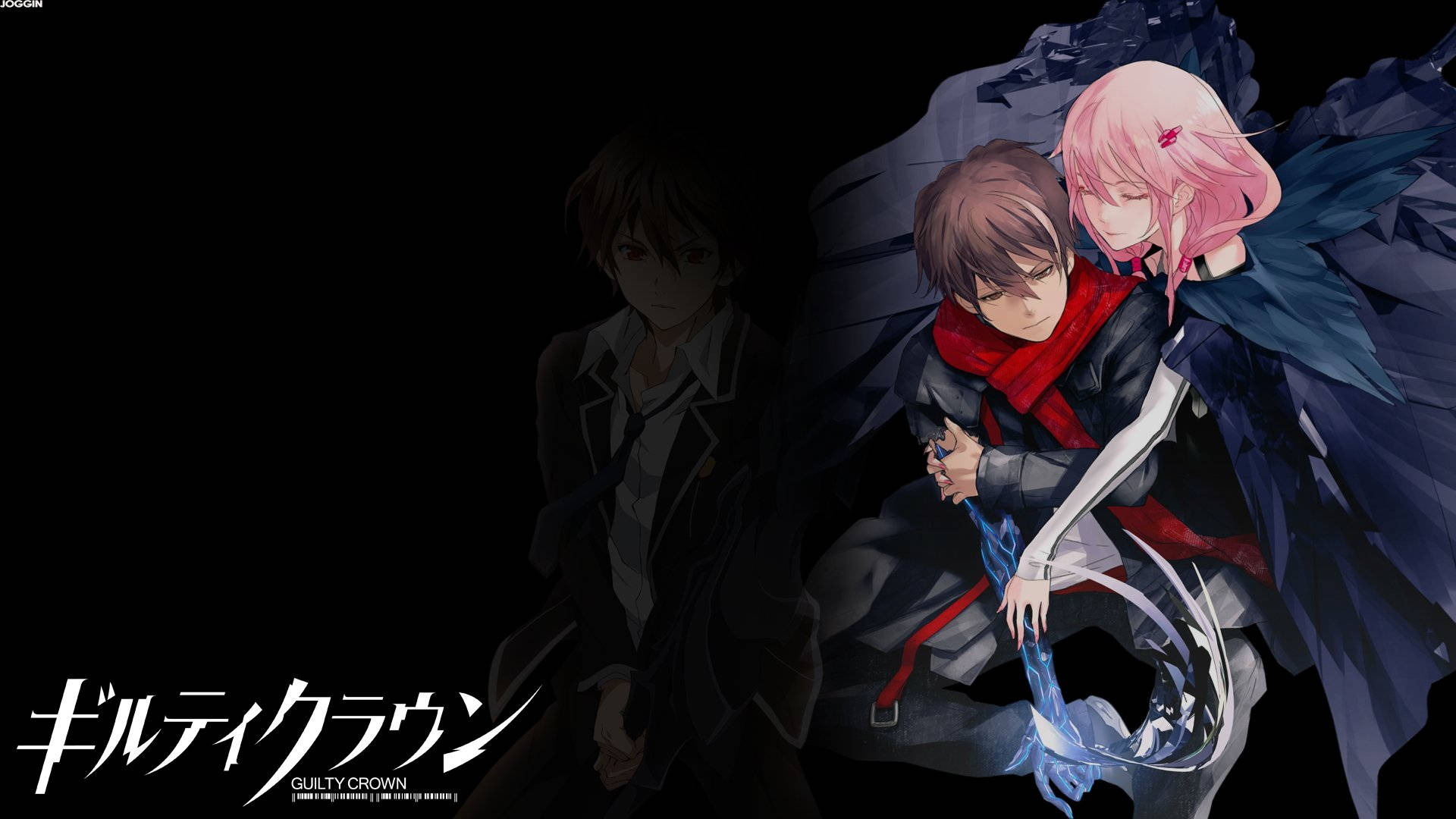 Guilty Crown, pink-haired girl, boy with a glowing sword, Full HD Desktop Wallpaper