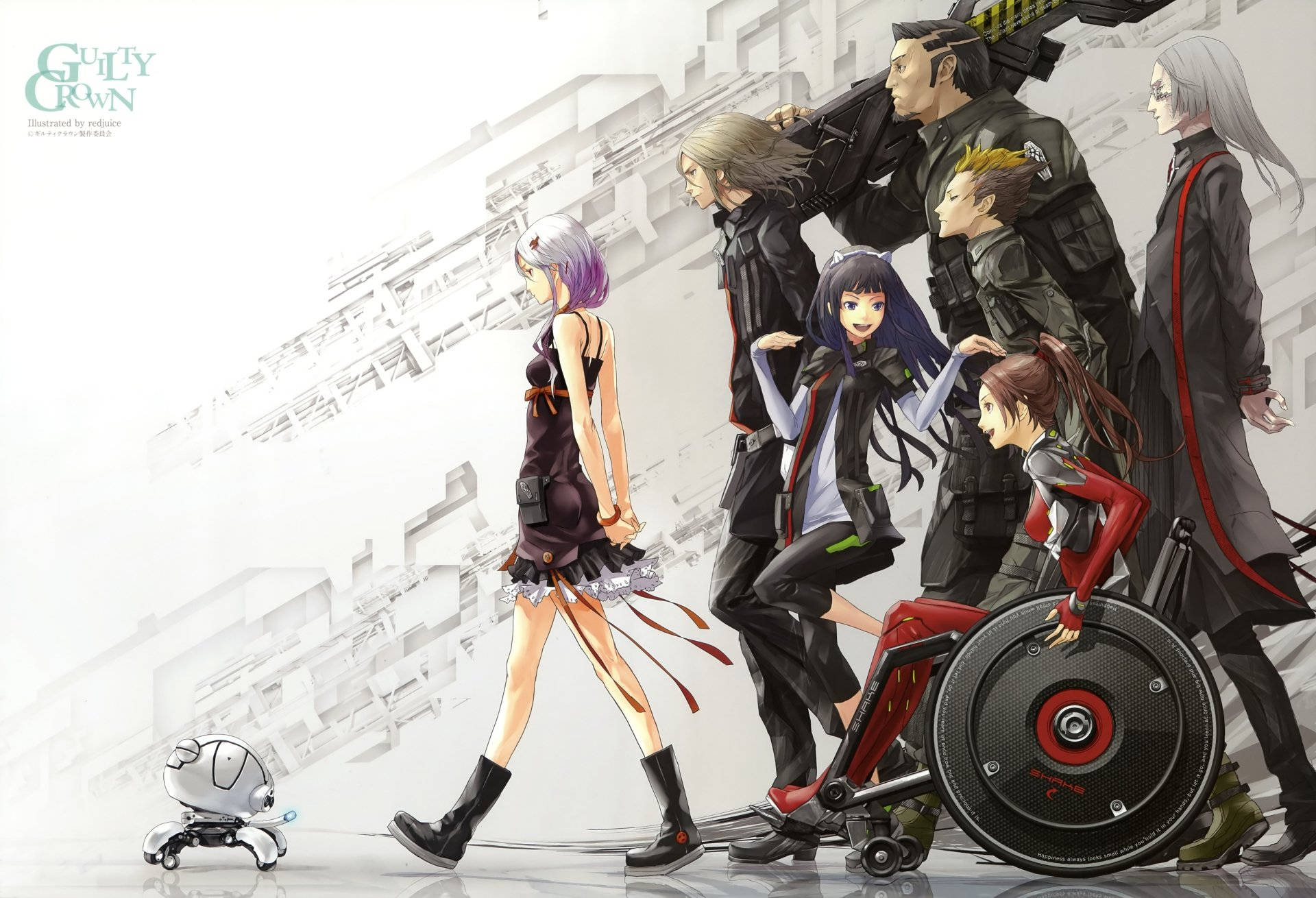 Guilty Crown, anime characters, dark outfits, Full HD Desktop Wallpaper