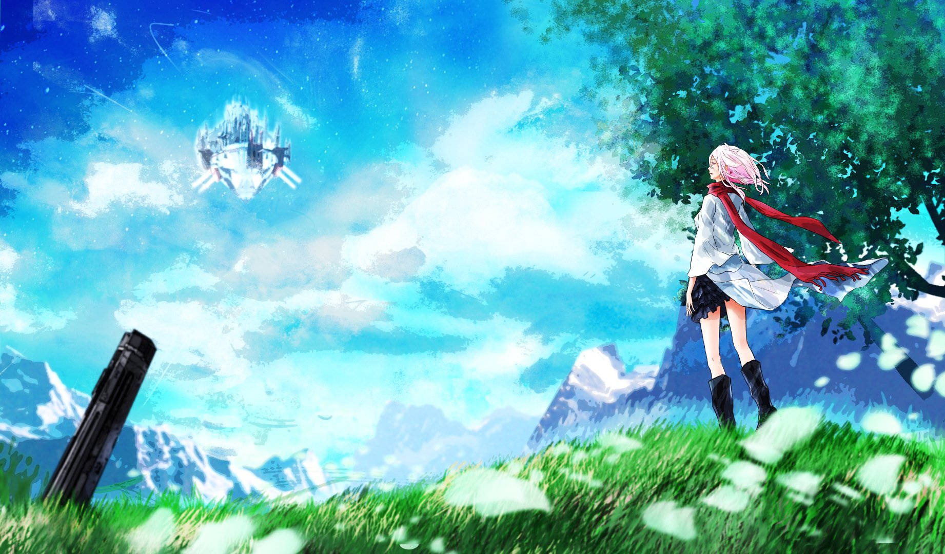 Guilty Crown, pink-haired anime girl, white coat, HD Desktop Wallpaper