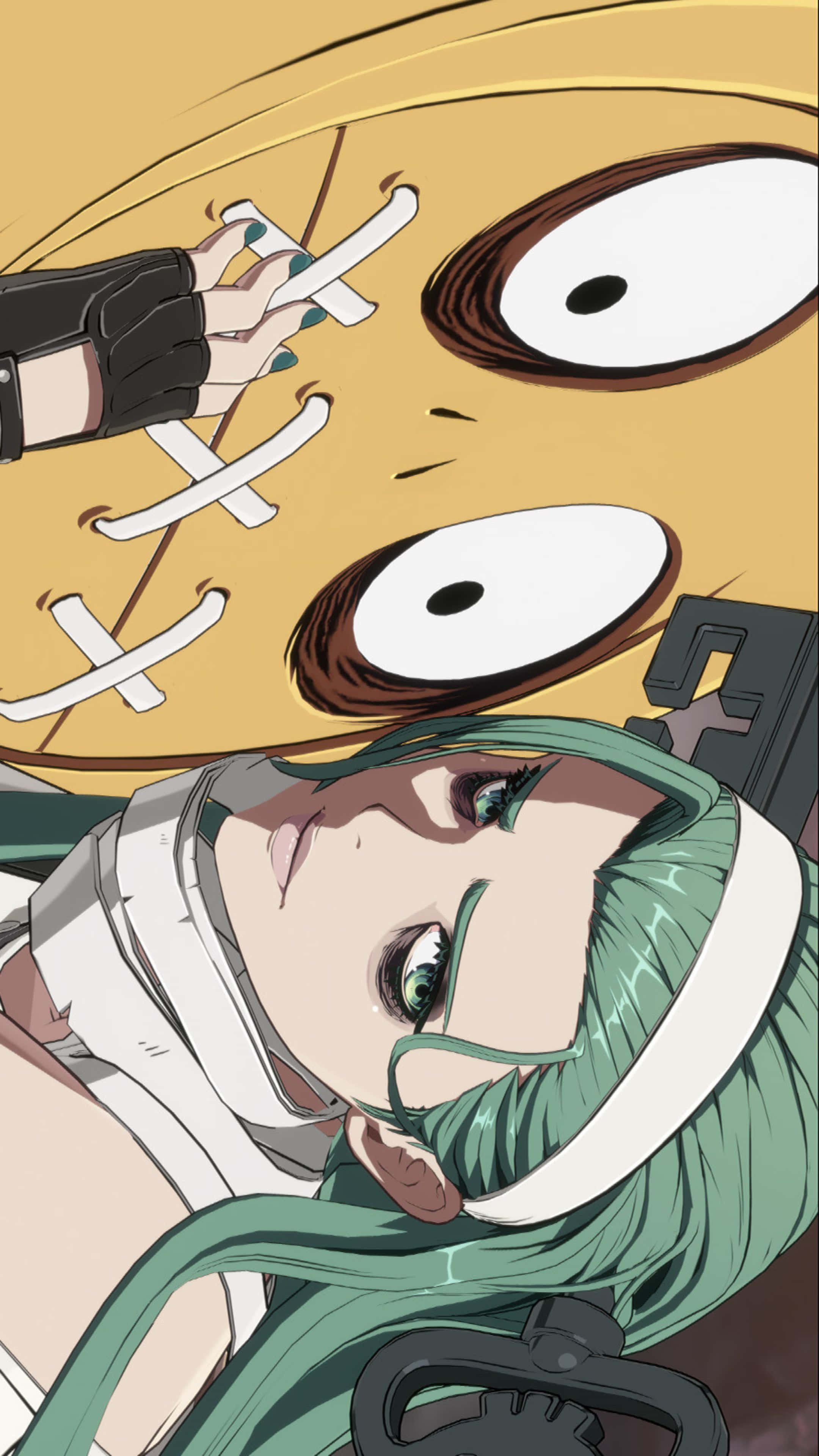 Guilty Gear, green-haired anime girl, bandages, 4K Phone Wallpaper