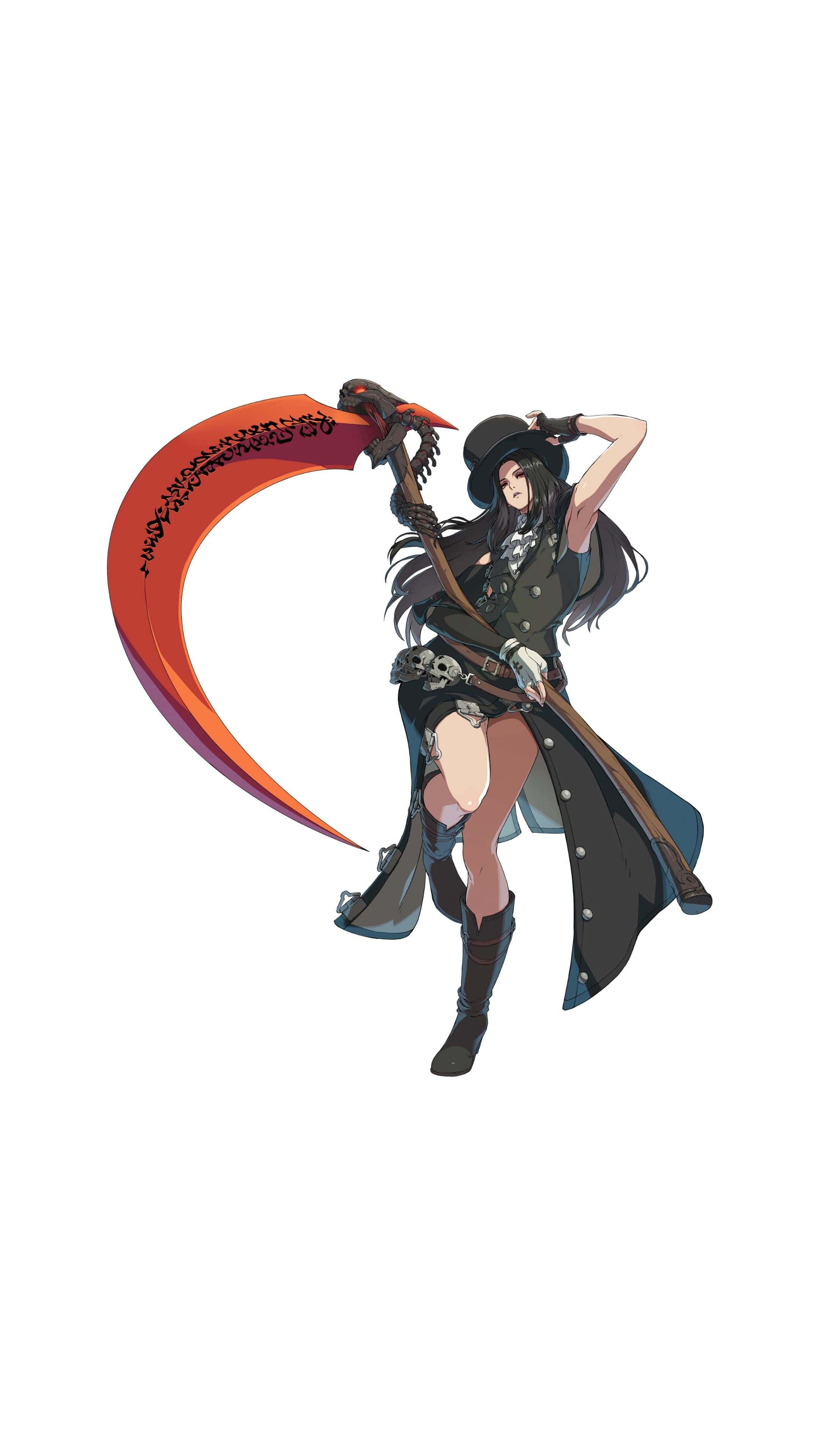 Guilty Gear, scythe, dark-haired anime woman, 4K Phone Wallpaper