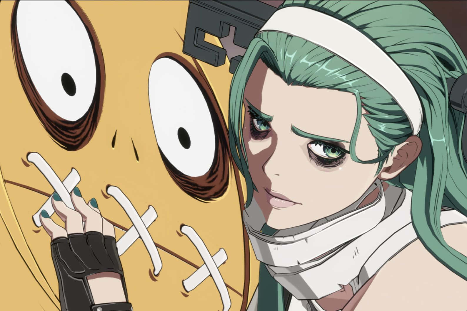 Guilty Gear, green-haired anime girl, white headband, HD Desktop Wallpaper