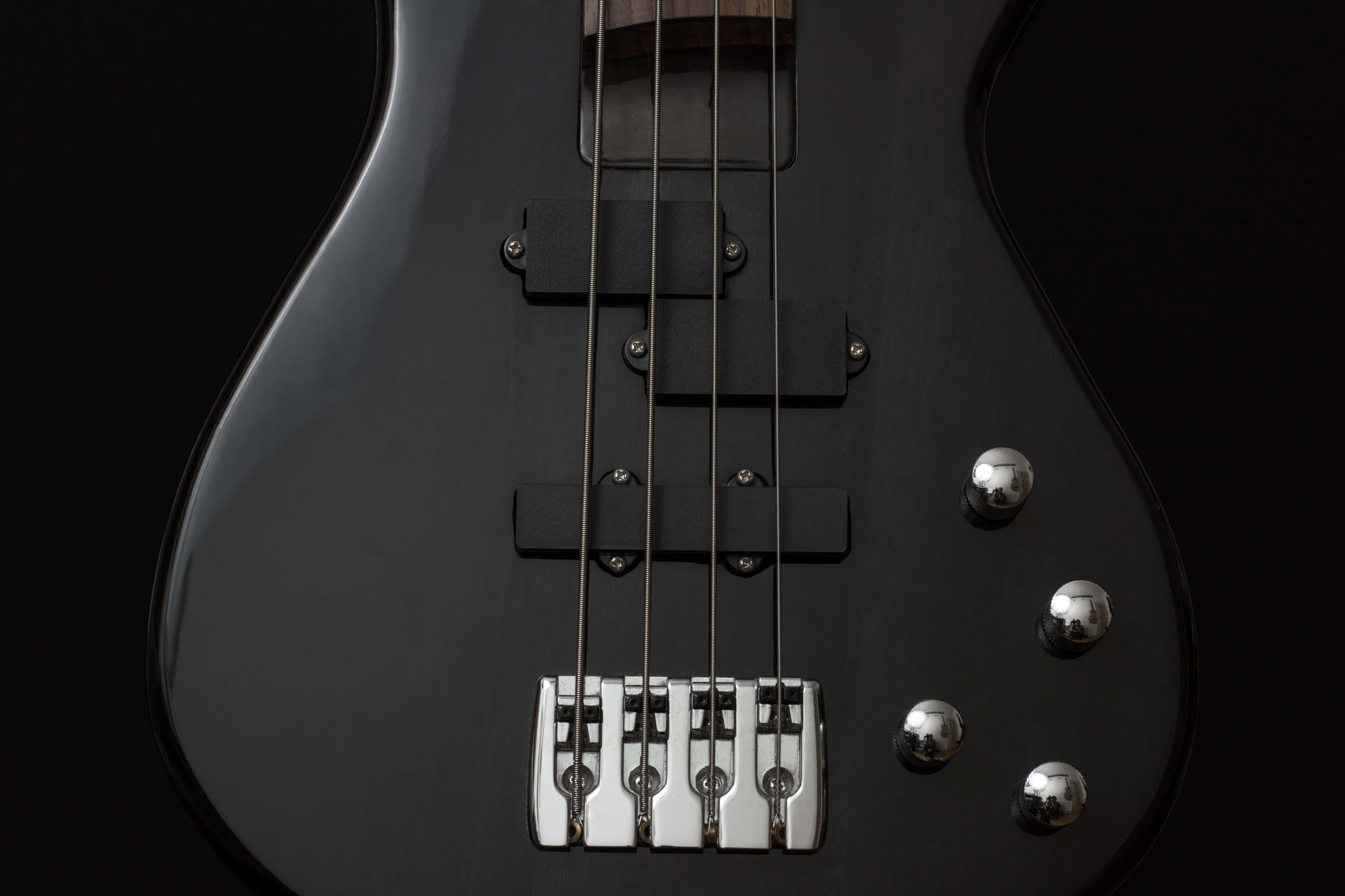 bass guitar, black, chrome hardware, 5K Desktop Wallpaper