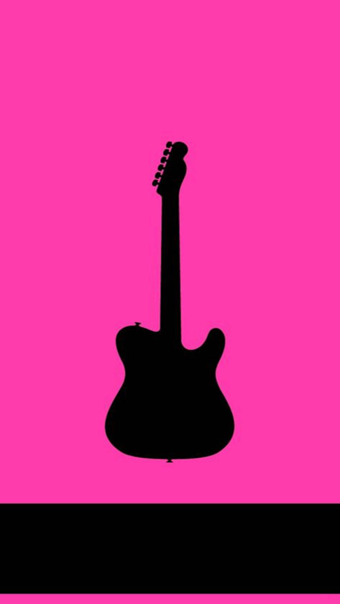 black silhouette, electric guitar, vibrant pink background, Full HD Phone Wallpaper