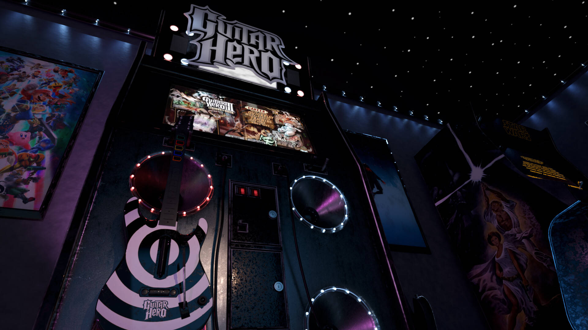 Guitar Hero, arcade cabinet, glowing, Full HD Desktop Wallpaper