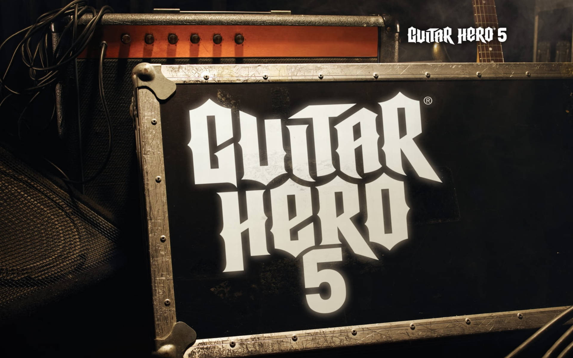Guitar Hero 5, black, white logo, Full HD Desktop Wallpaper