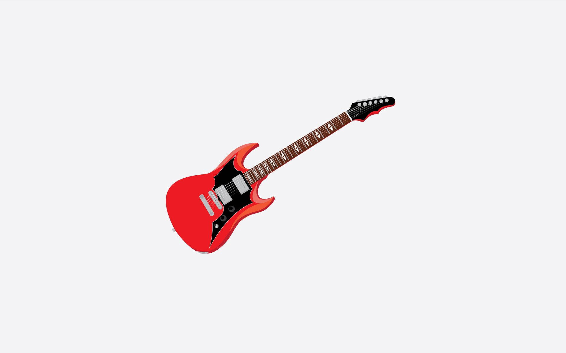 minimalist red electric guitar, black pickguard, brown fretboard, Full HD Desktop Wallpaper