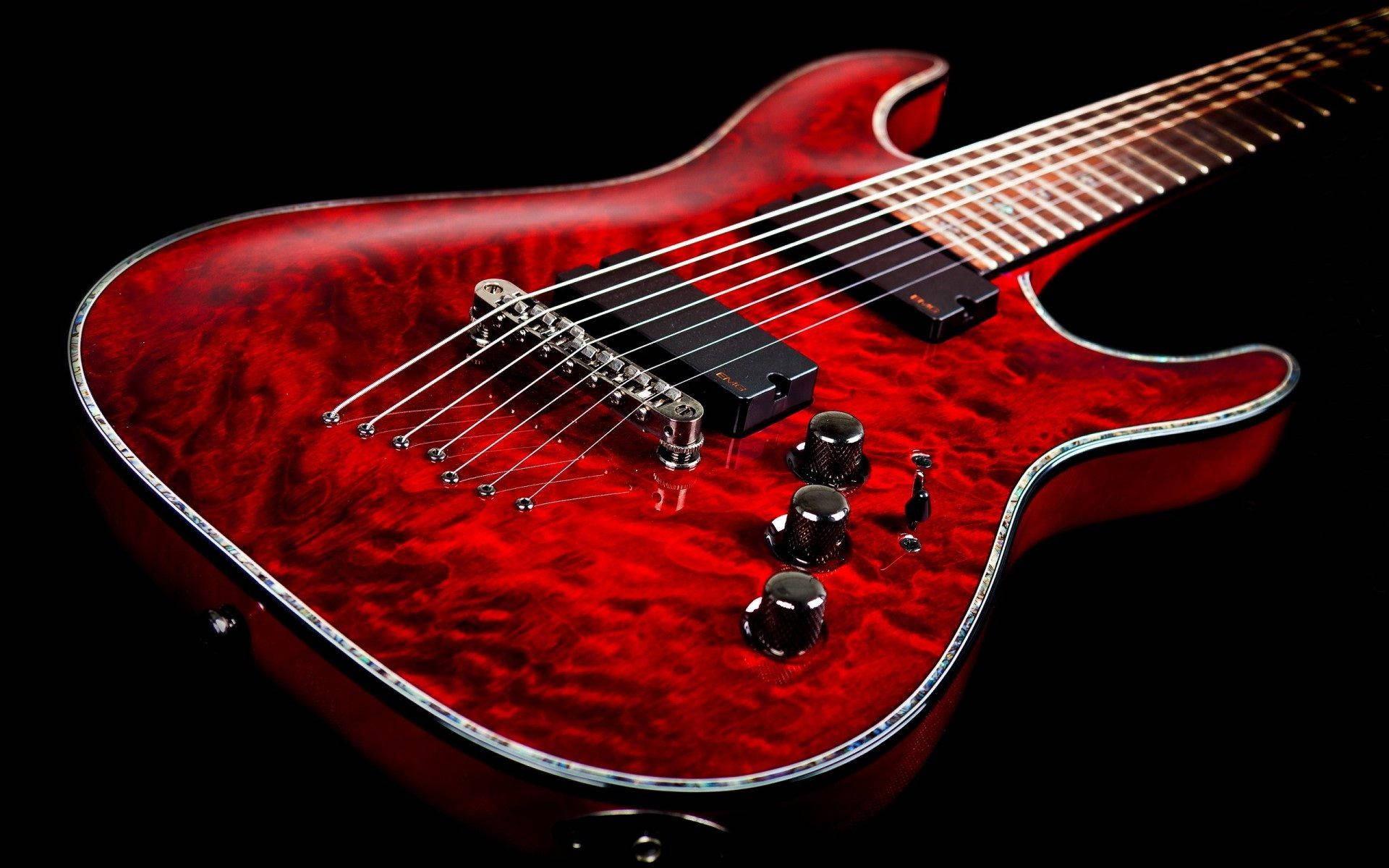 Beautiful Music, seven string electric guitar, glossy red, Full HD Desktop Wallpaper