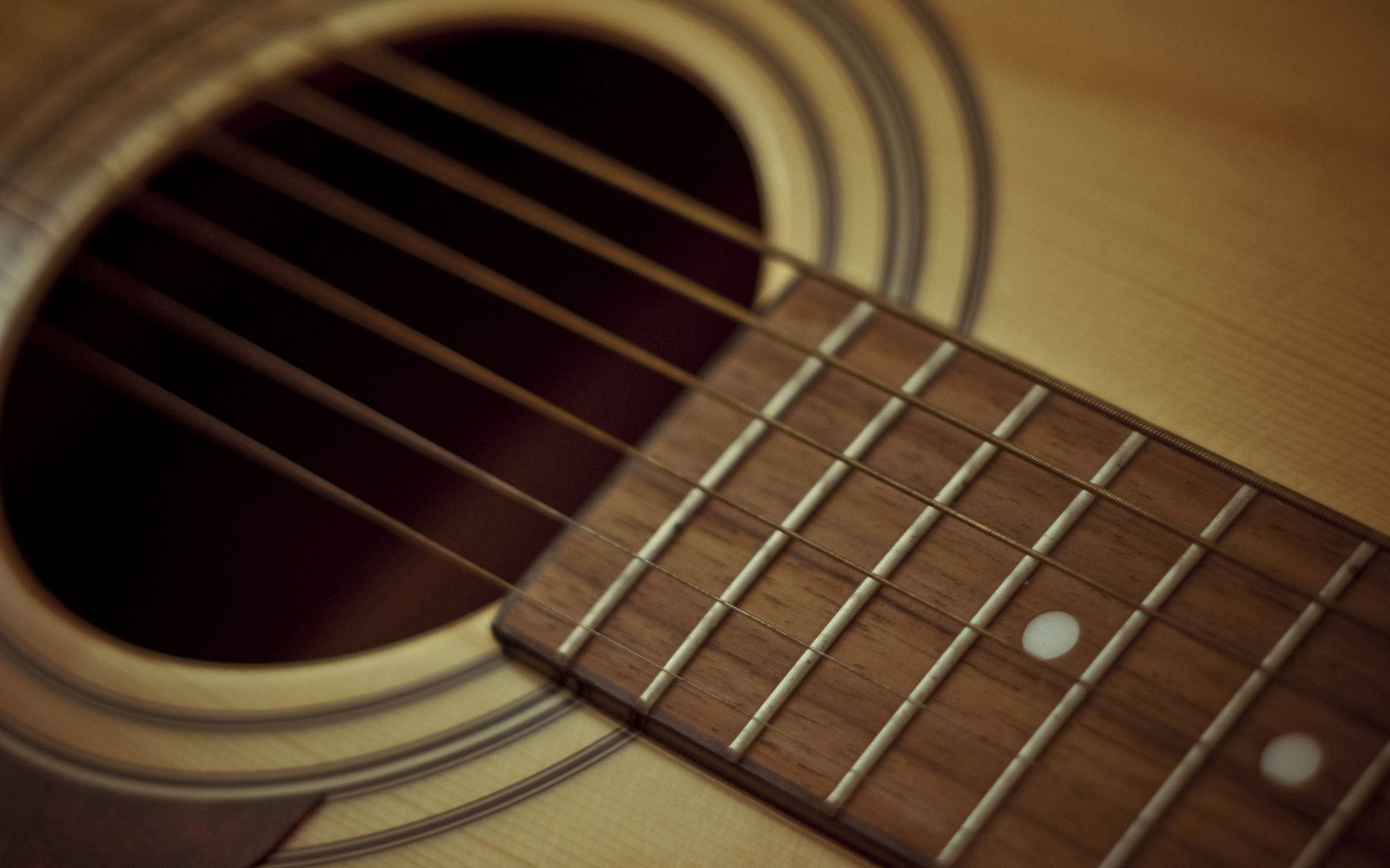 acoustic guitar, soundhole, fretboard, 2K Desktop Wallpaper