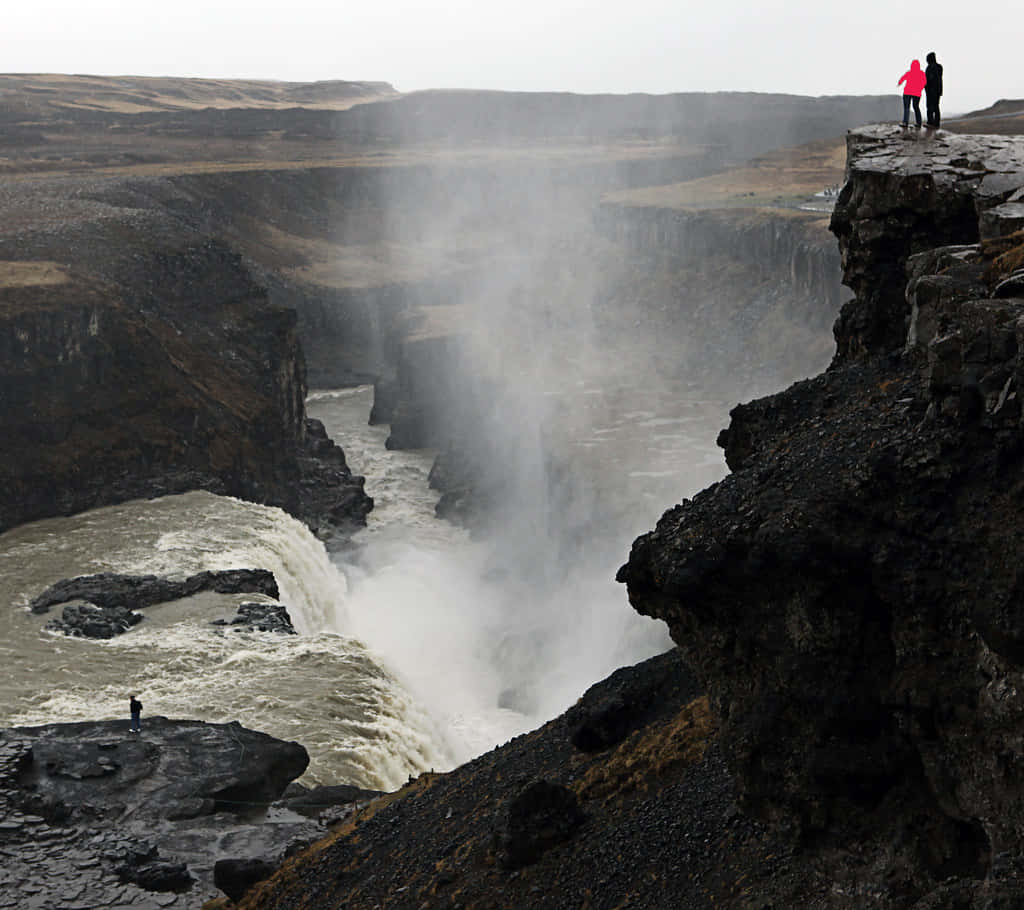Gullfoss Waterfall, southwest Iceland, misty, SD Desktop Wallpaper