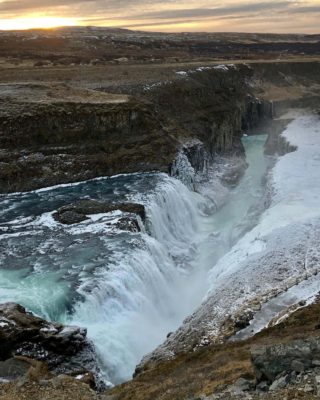 Gullfoss Waterfall, southwest Iceland, dusk, HD Phone Wallpaper