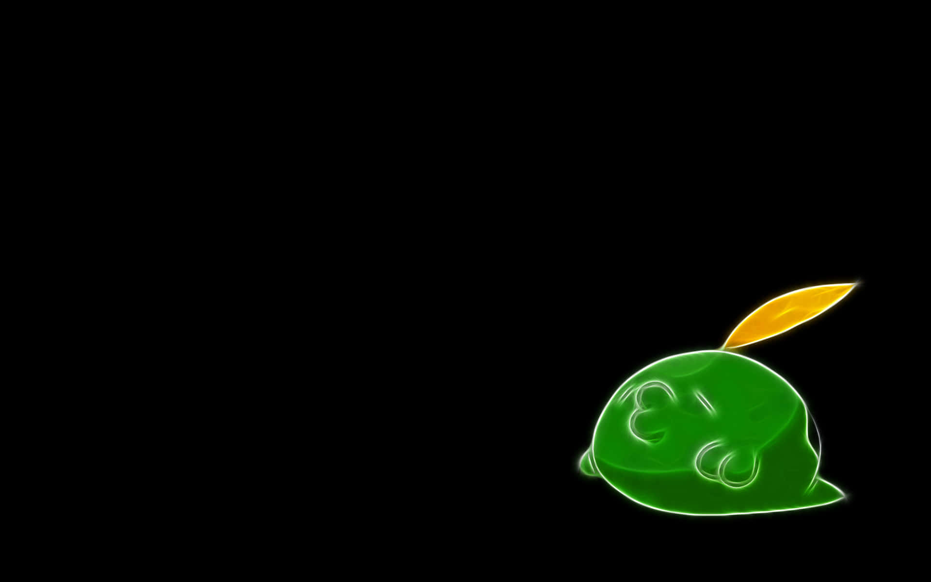 neon gulpin, glowing green, yellow leaf, Full HD Desktop Wallpaper