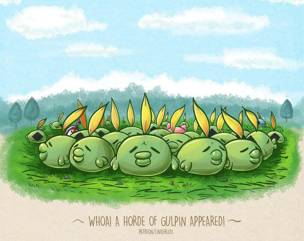 Gulpin, green, yellow fins, SD Desktop Wallpaper