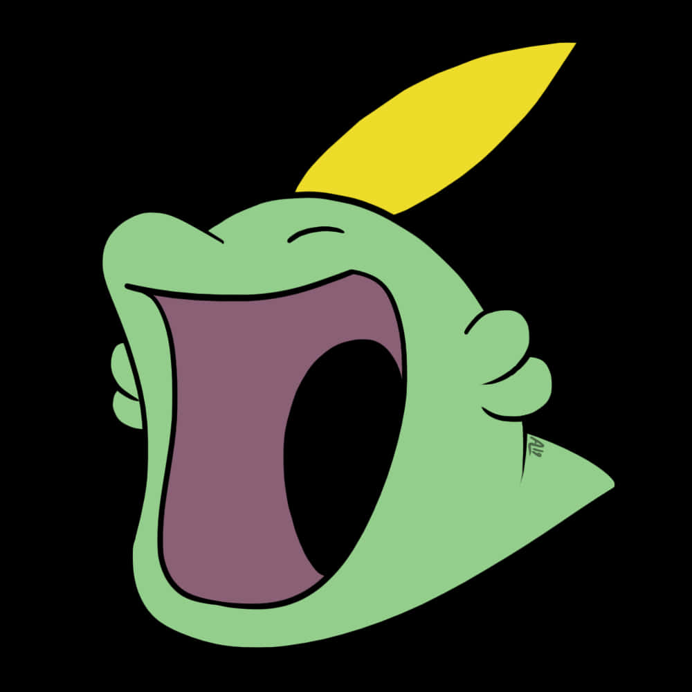 Gulpin, cartoon green creature, yellow horn, SD Desktop Wallpaper