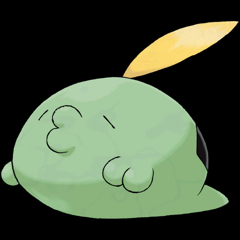 Gulpin, green, yellow leaf, SD Desktop Wallpaper