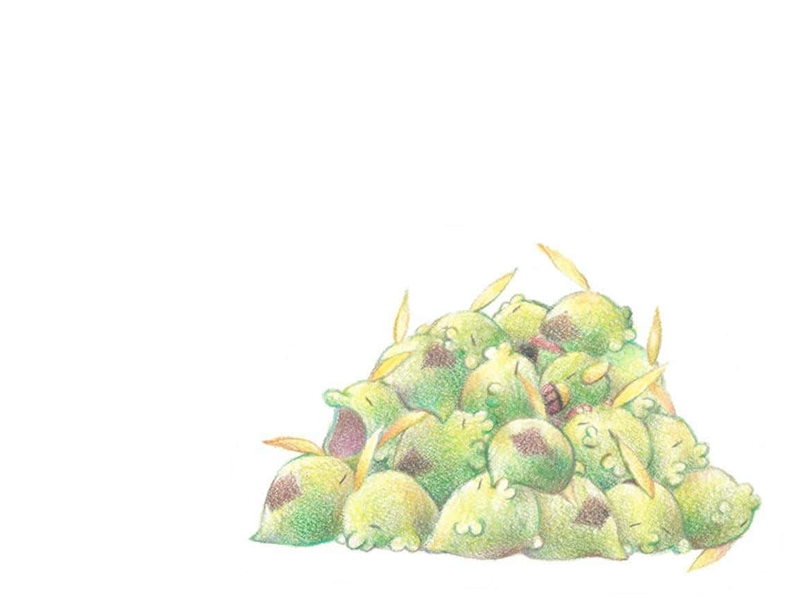 Gulpin, green cartoon frogs, yellow ears, SD Desktop Wallpaper