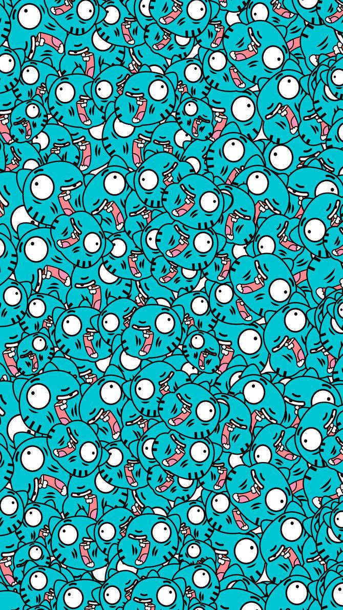 gumball aesthetic, turquoise, cartoon monsters, SD Phone Wallpaper