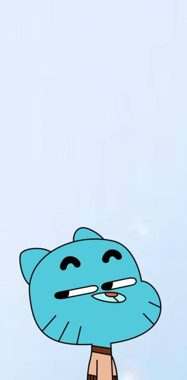Gumball, blue cartoon cat, smug expression, HD Phone Wallpaper