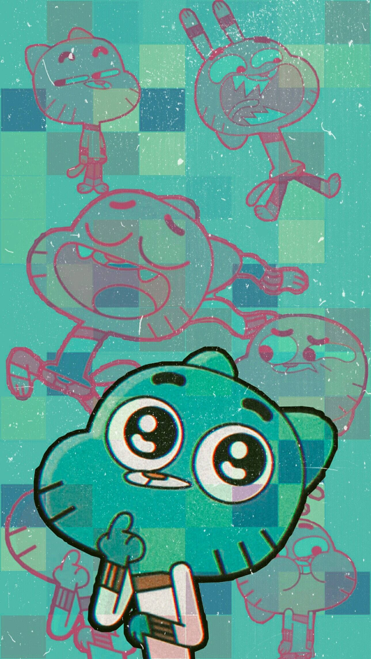 Gumball, teal cartoon character, big eyes, Full HD Phone Wallpaper