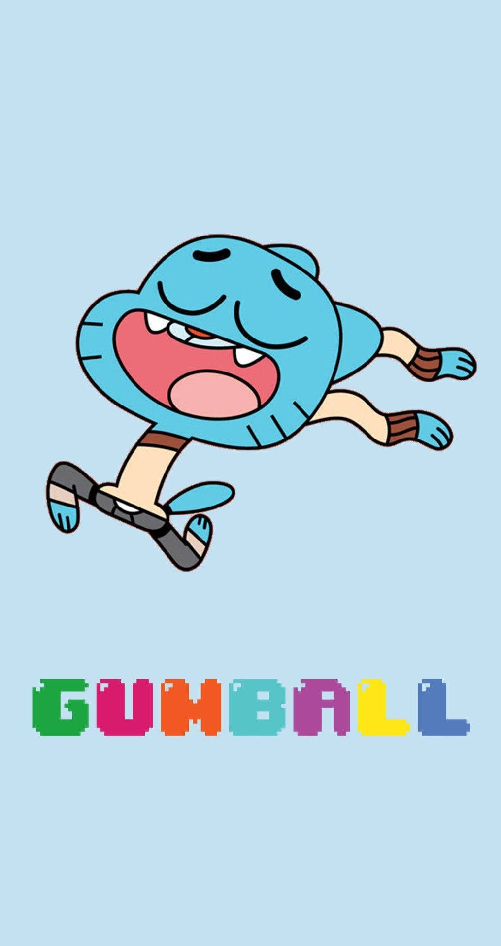 Gumball Aesthetic, blue cartoon character, wide grin, Full HD Phone Wallpaper