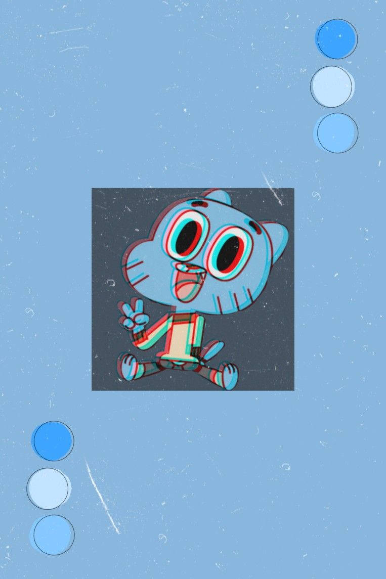 Gumball, minimalist blue aesthetic, cartoon blue cat, SD Phone Wallpaper