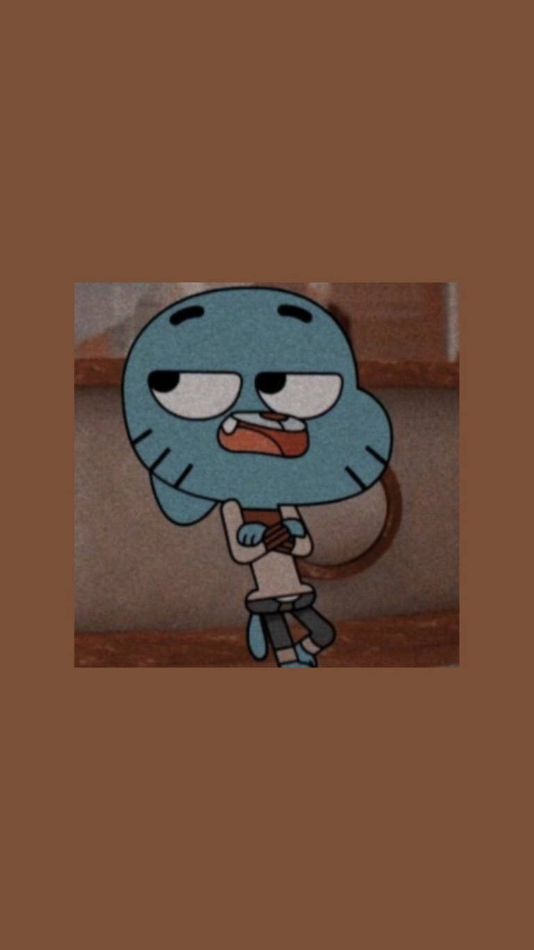 Gumball, blue cartoon character, grumpy expression, HD Phone Wallpaper