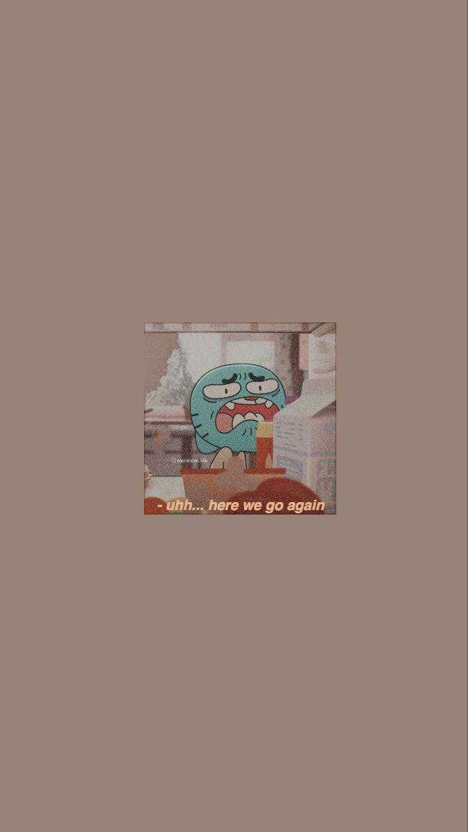 Gumball Aesthetic, blue cartoon character, angry expression, SD Phone Wallpaper