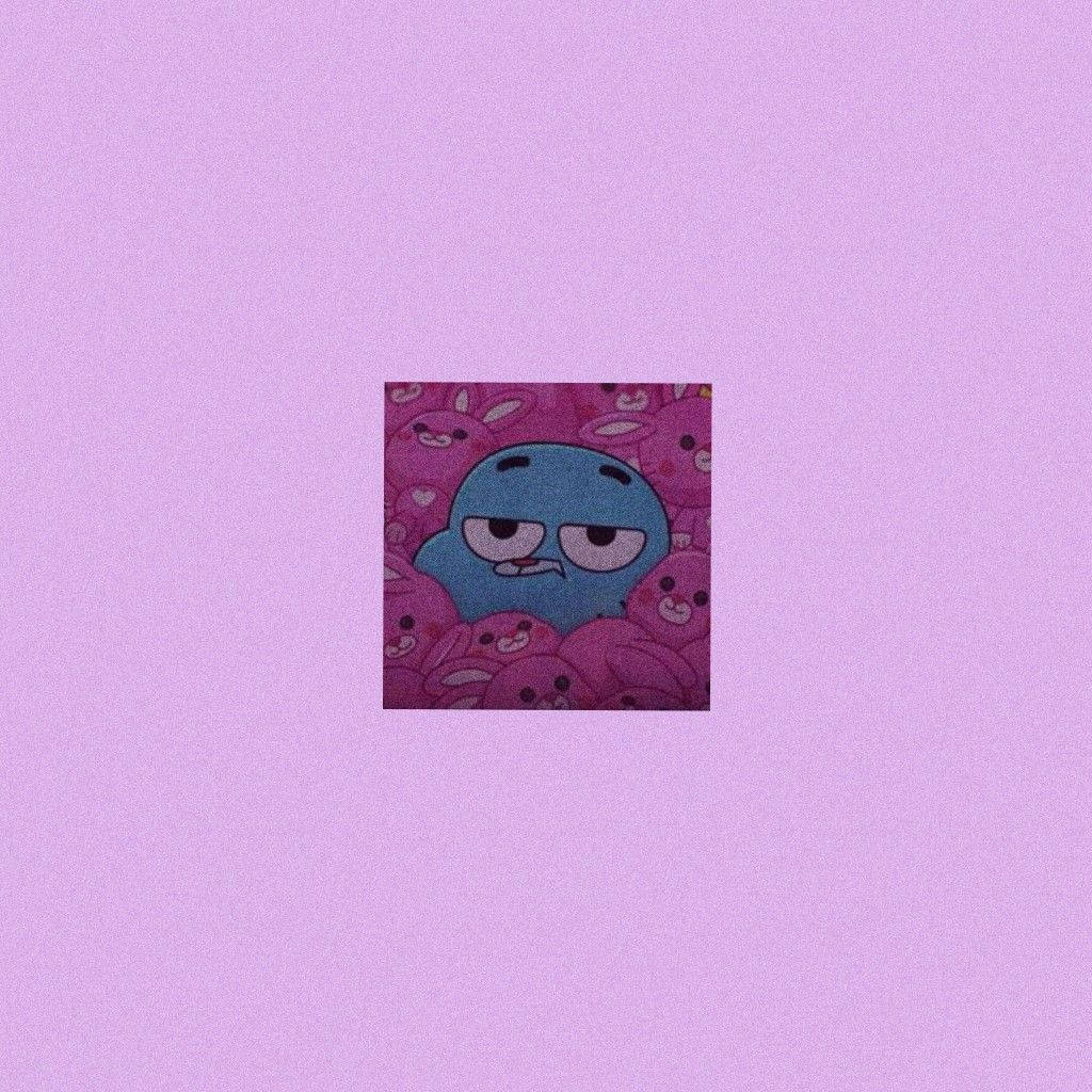 Gumball, purple minimalist aesthetic, blue cartoon character, SD Desktop Wallpaper