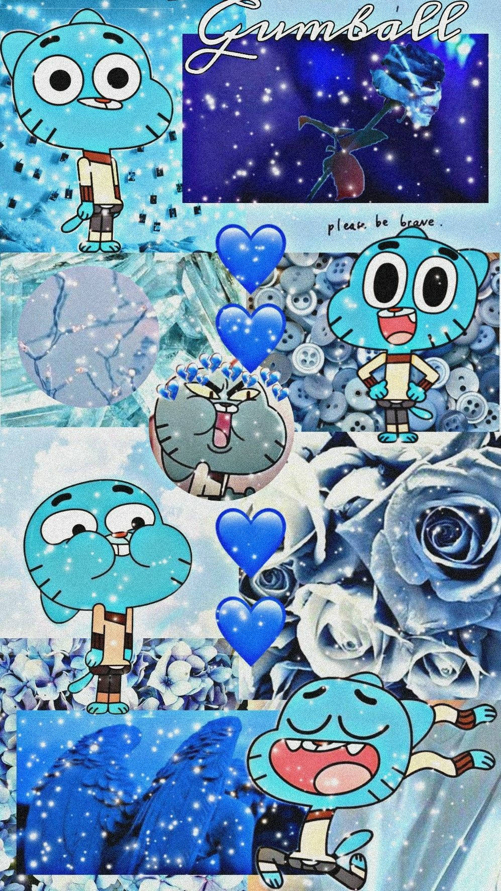 Gumball, vibrant blue, floral, HD Phone Wallpaper