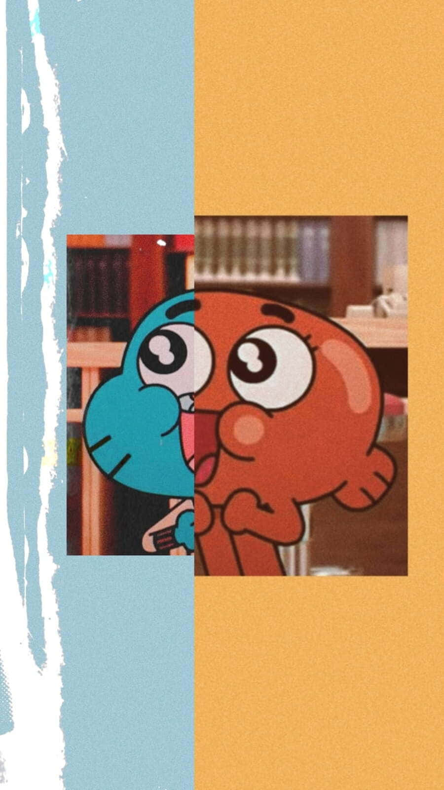 Gumball And Darwin, blue and orange background, textured brush strokes, HD Phone Wallpaper