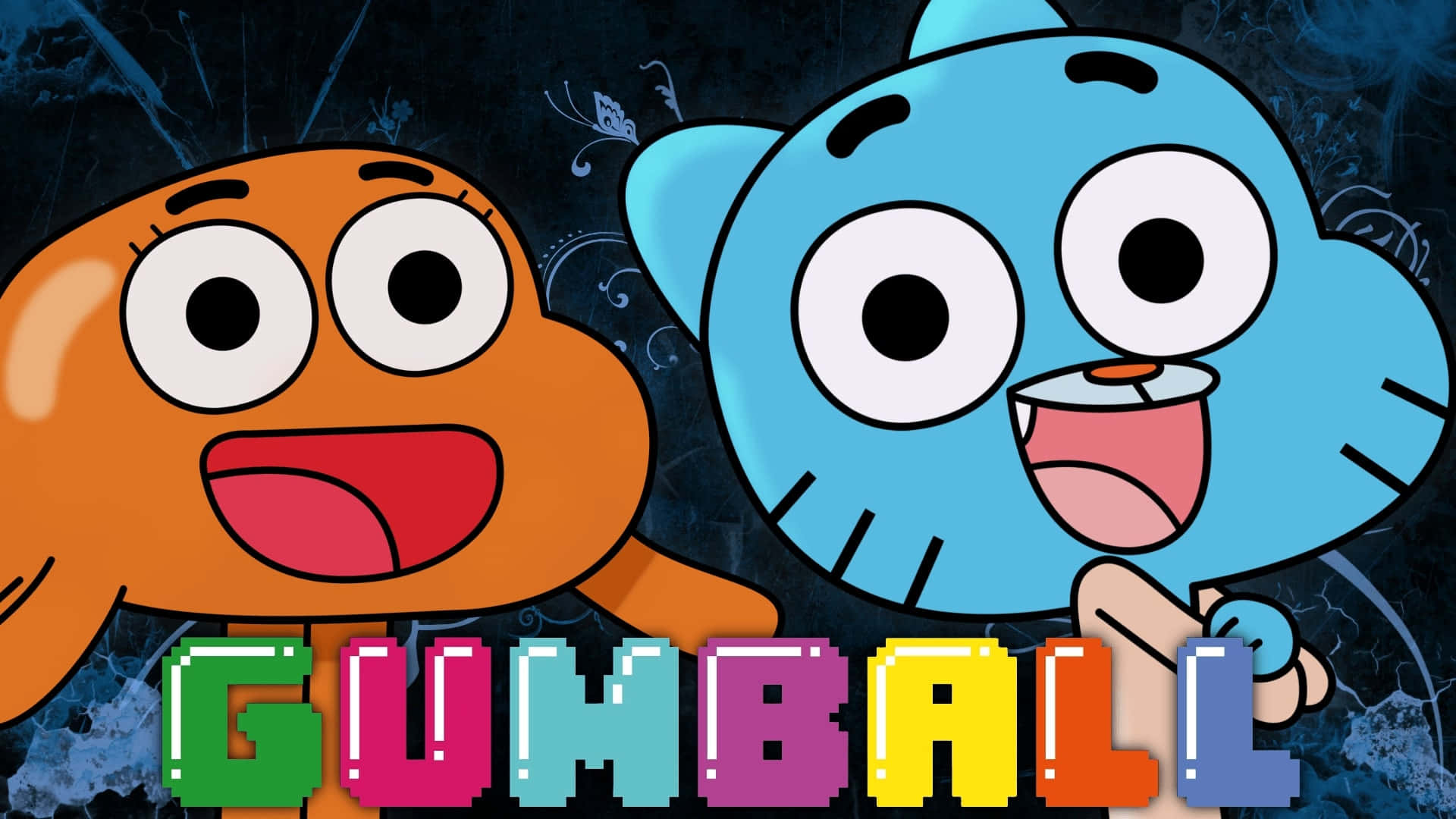 Gumball, Darwin, dark chalkboard background, Full HD Desktop Wallpaper