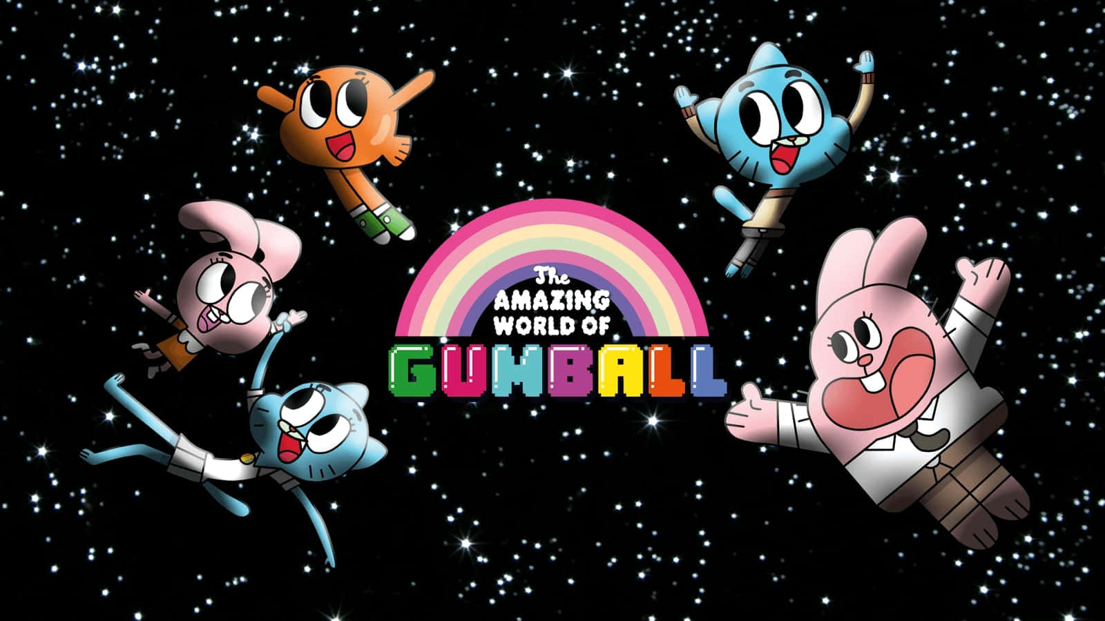 Gumball And Darwin, starry space, colorful rainbow, HD Desktop Wallpaper