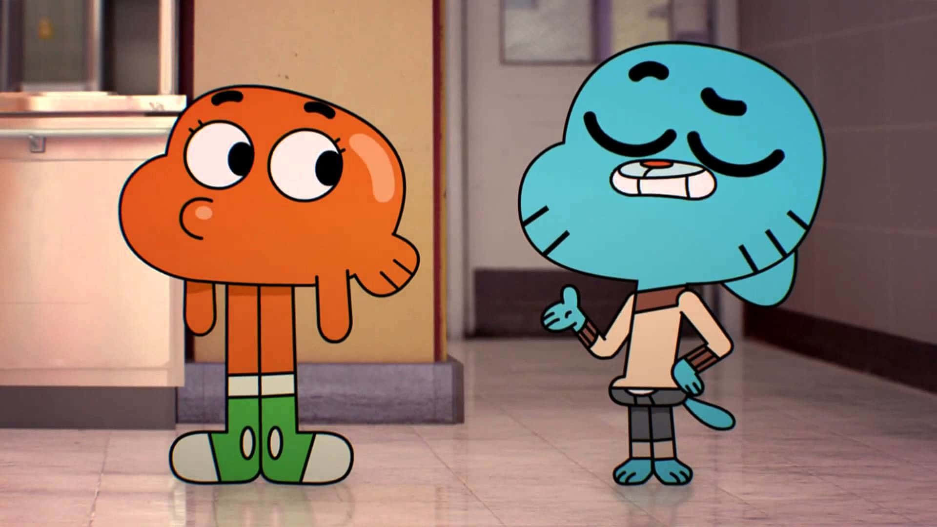 Gumball And Darwin, orange, blue, Full HD Desktop Wallpaper