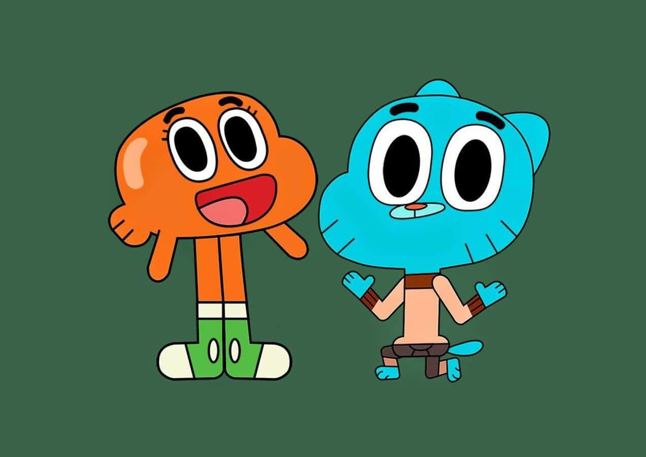 Gumball, Darwin, green background, SD Desktop Wallpaper