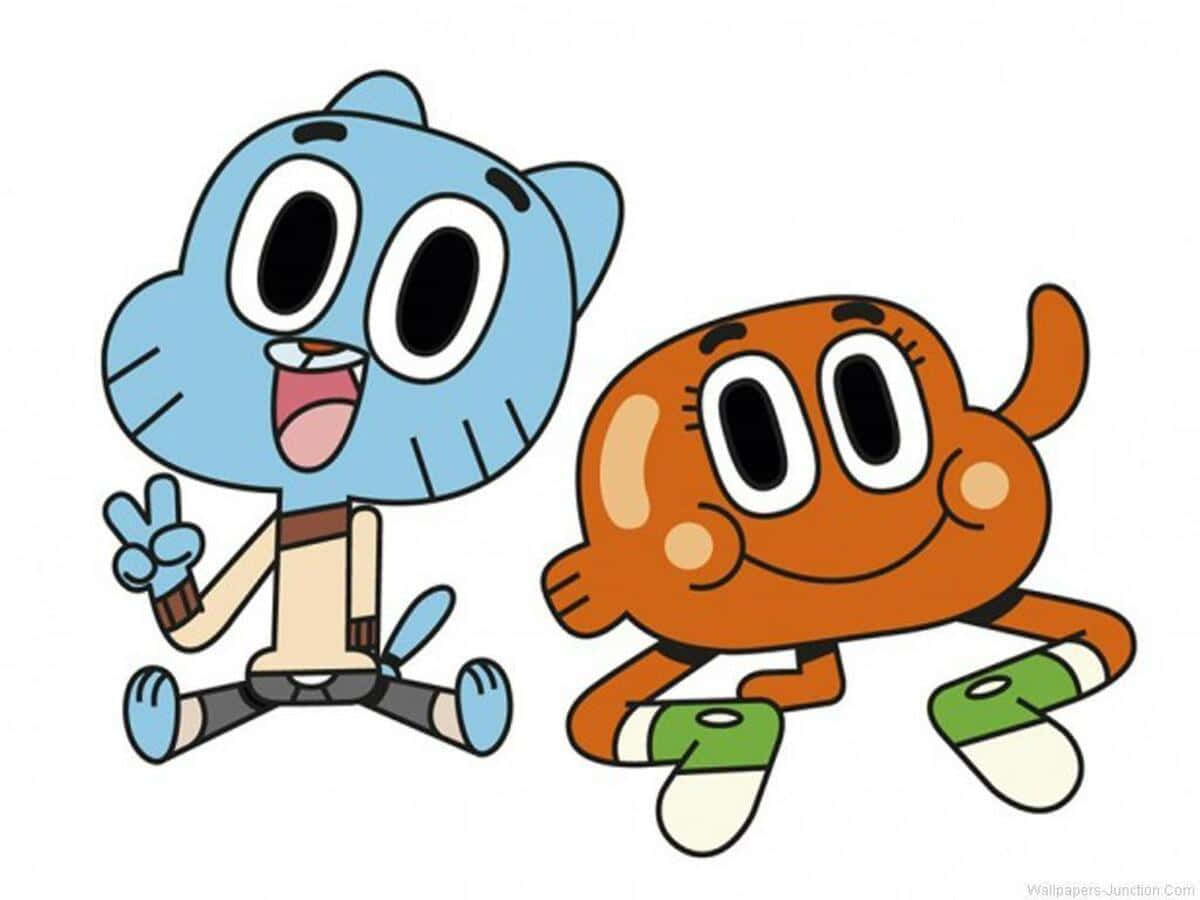 Gumball And Darwin, blue cat, orange blob, SD Desktop Wallpaper