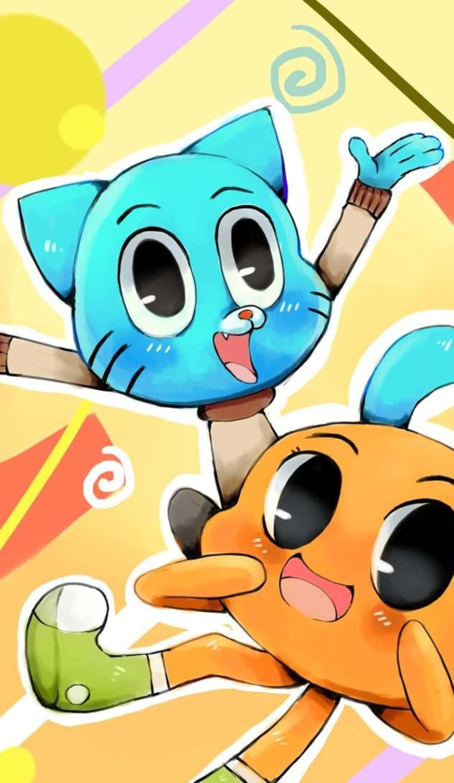 Gumball And Darwin, blue cat, orange cat, HD Phone Wallpaper