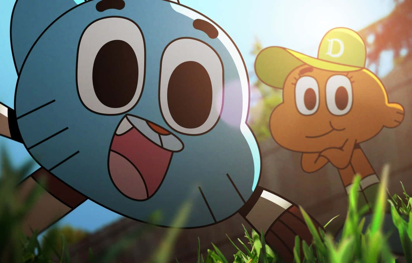 Gumball And Darwin, blue cartoon cat, wide eyes, HD Desktop Wallpaper