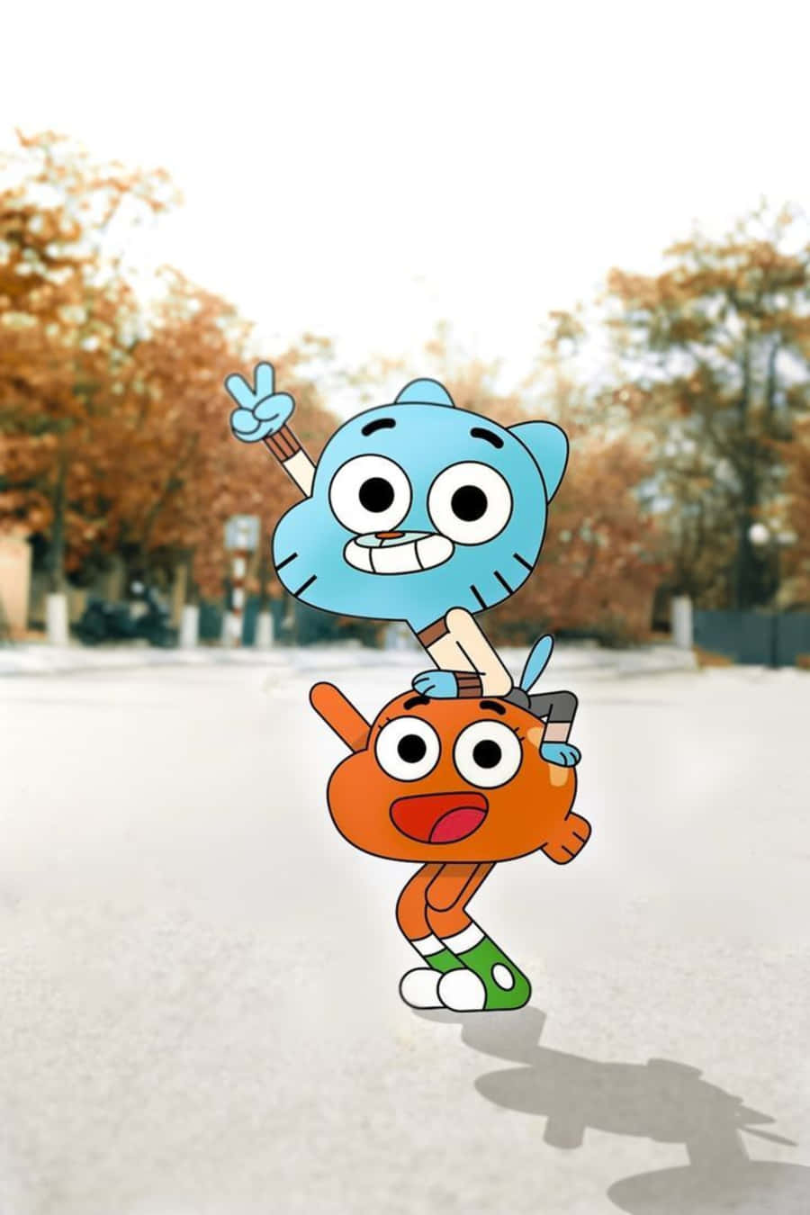 Gumball, Darwin, autumn trees, HD Phone Wallpaper